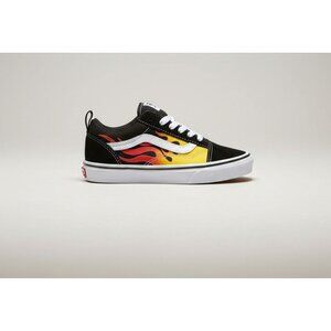 Vans Flame Skool Elastic Lace Black/Yellow Sneakers Toddler Size 9